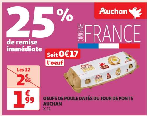Oeufs De Poule Datés Du Jour De Ponte Auchan