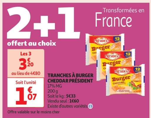 Tranches À Burger Cheddar Président