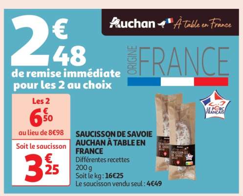 Saucisson De Savoie Auchan À Table En France