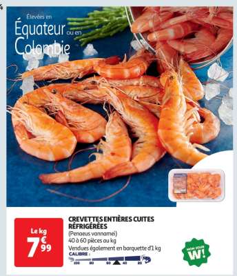 Crevettes Entières Cuites Réfrigérées