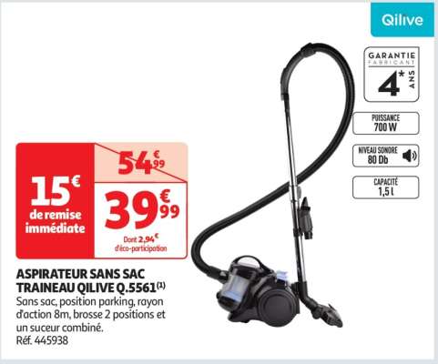 ASPIRATEUR SANS SAC TRAINEAU QILIVE Q.5561