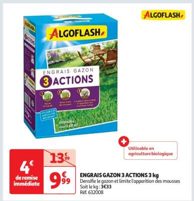 ENGRAIS GAZON 3 ACTIONS 3 kg