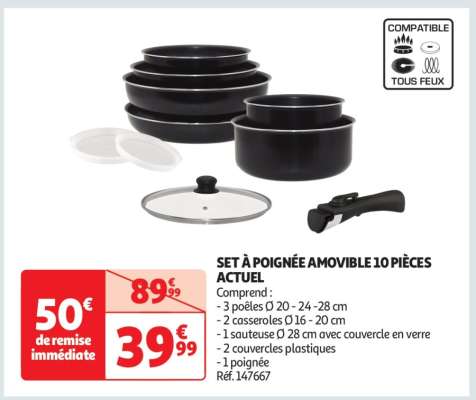 Set À Poignée Amovible 10 Pièces Actuel
