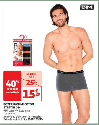Boxers Homme Coton Stretch Dim