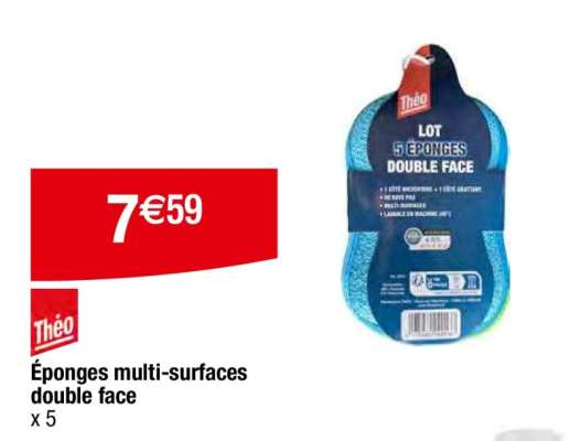 Éponges multi-surfaces double face x 5