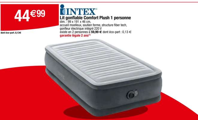 Intex Lit gonflable Comfort Plush 1 personne