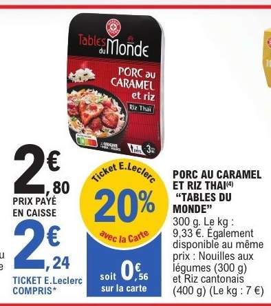 PORC AU CARAMEL ET RIZ THAÏ “TABLES DU MONDE”