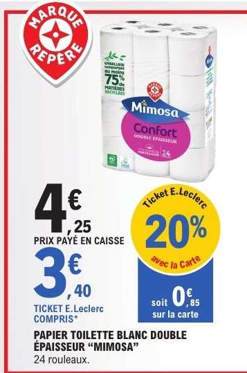 Papier Toilette Blanc Double Épaisseur 'Mimosa'