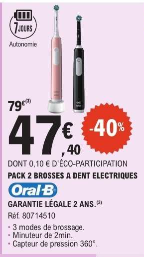 PACK 2 BROSSES A DENT ELECTRIQUES Oral-B