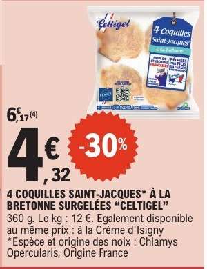 4 Coquilles Saint-Jacques à la Bretonne Surgelées 'Celtigel'