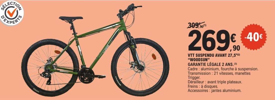 VTT SUSPENDU AVANT 27,5" "WOODSUN"