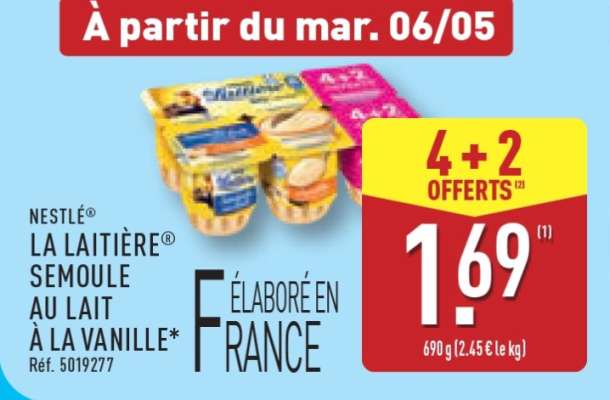 NESTLÉ LA LAITIÈRE SEMOULE AU LAIT À LA VANILLE