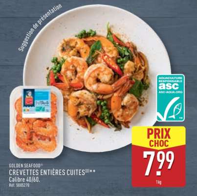 GOLDEN SEAFOOD CREVETTES ENTIÈRES CUITES