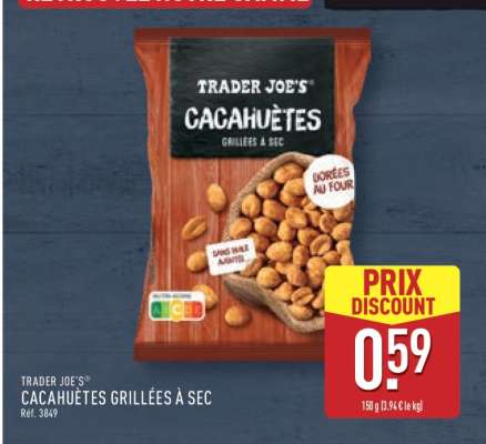 TRADER JOE'S CACAHUÈTES GRILLÉES À SEC