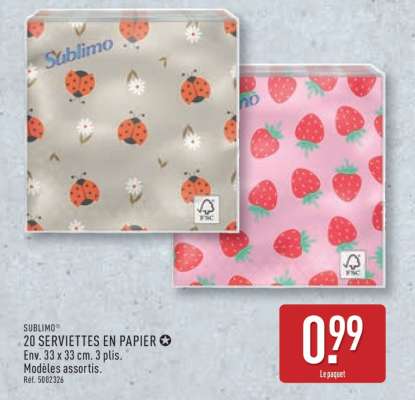 Sublimo 20 Serviettes en Papier