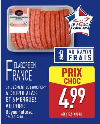 6 Chipolatas et 6 Merguez au Porc