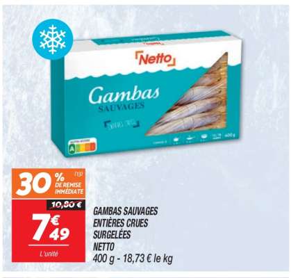 Gambas Sauvages Entières Crues Surgelées