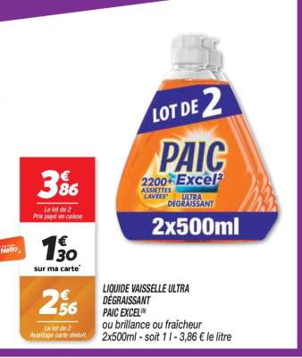 Liquide Vaisselle Ultra Dégraissant Paic Excel