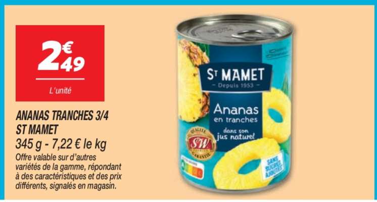 ANANAS TRANCHES 3/4 ST MAMET