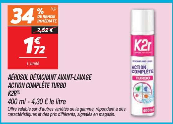 Aérosol Détachant Avant-Lavage Action Complète Turbo