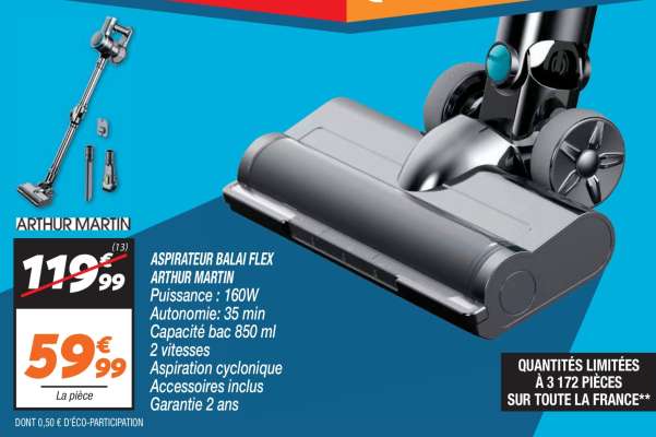 Aspirateur Balai Flex Arthur Martin