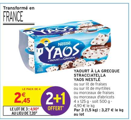 YAOURT À LA GRECQUE STRACCIATELLA YAOS NESTLÉ