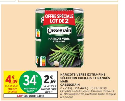HARICOTS VERTS EXTRA-FINS SÉLECTION CUEILLIS ET RANGÉS MAIN CASSEGRAIN