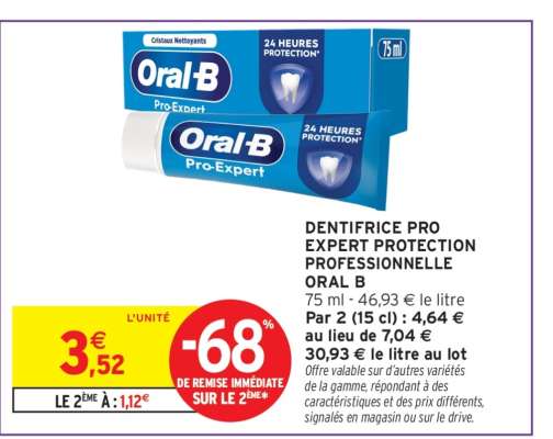 DENTIFRICE PRO EXPERT PROTECTION PROFESSIONNELLE ORAL B