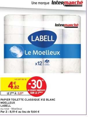 PAPIER TOILETTE CLASSIQUE X12 BLANC MOELLEUX