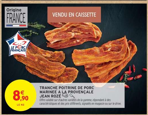 Tranche Poitrine de Porc Marinée à la Provençale Jean Rozé