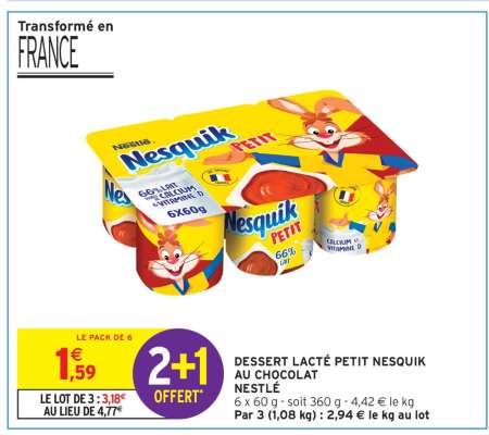 Dessert Lacté Petit Nesquik au Chocolat