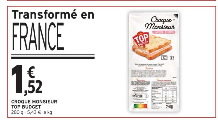 CROQUE MONSIEUR TOP BUDGET