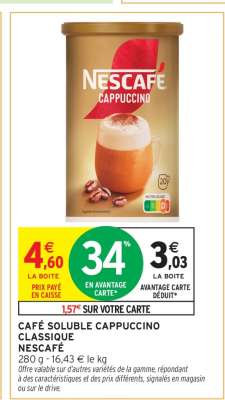 Café Soluble Cappuccino Classique Nescafé