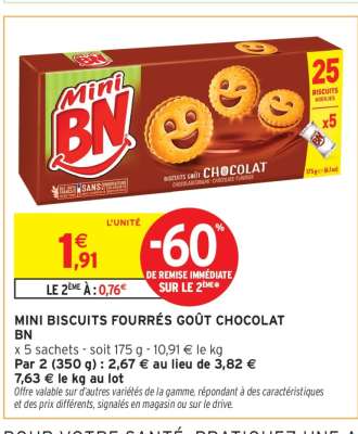 MINI BISCUITS FOURRÉS GOUT CHOCOLAT BN