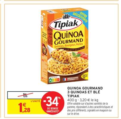 Quinoa Gourmand 3 Quinoas et Blé Tipiak