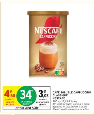 Café Soluble Cappuccino Classique Nescafé