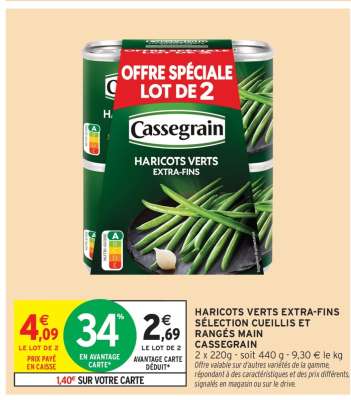 HARICOTS VERTS EXTRA-FINS SÉLECTION CUEILLIS ET RANGÉS MAIN CASSEGRAIN