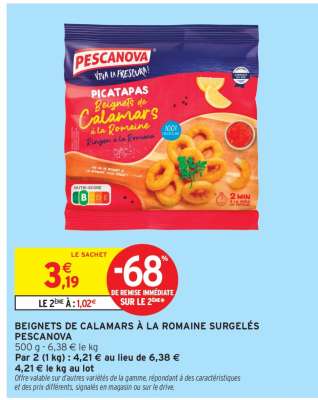 Beignets de Calamars à la Romaine Surgelés 'Pescanova'