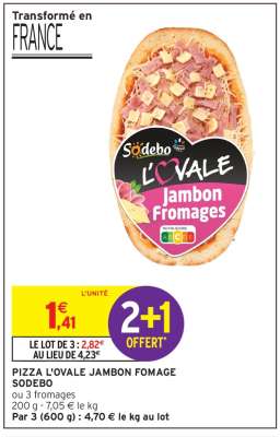 Pizza L'Ovale Jambon Fromage