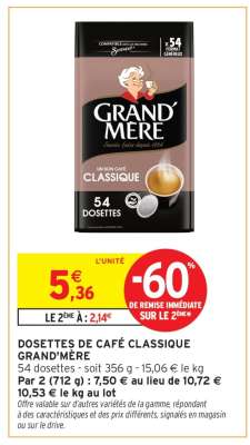 Dosettes De Café Classique Grand Mere