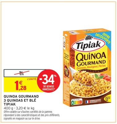 Quinoa Gourmand 3 Quinoas et Blé Tipiak