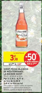 Sirop Pêche Blanche de Méditerranée La Maison Guiot
