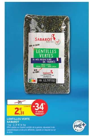 LENTILLES VERTE SABAROT