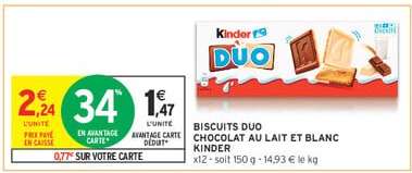 Biscuits Duo Chocolat au Lait et Blanc Kinder