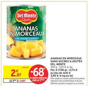 ANANAS EN MORCEAUX SANS SUCRES AJOUTÉS DEL MONTE