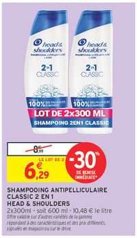 Shampooing Antipelliculaire Classic 2 en 1 Head & Shoulders