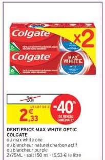 Dentifrice Max White Optic Colgate