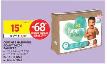 Couches Harmonie Géant T4x36 Pampers