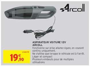 ASPIRATEUR VOITURE 12V ARCOLL