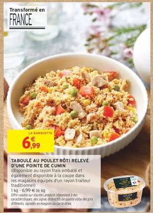 TABOULÉ AU POULET RÔTI RELEVÉ D'UNE POINTE DE CUMIN